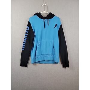 Arigato 100% Cotton Blue Black LS Hooded Pullover Sweatshirt Men's Small Pockets